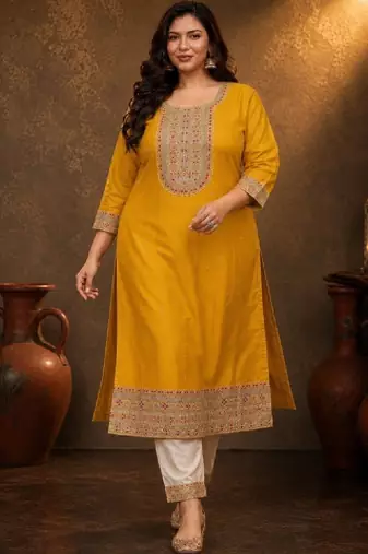 Women embroidered thread work kurta