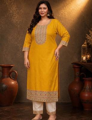 Women embroidered thread work kurta 2