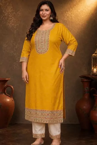 Women embroidered thread work kurta