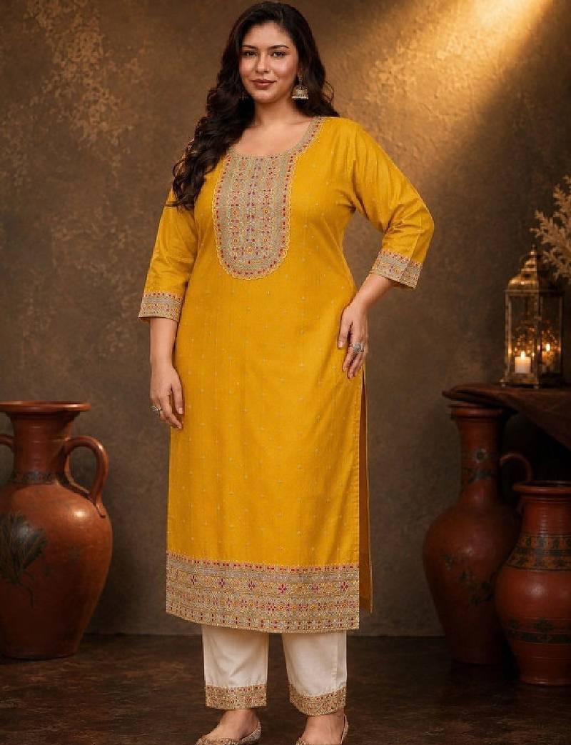 Women embroidered thread work kurta