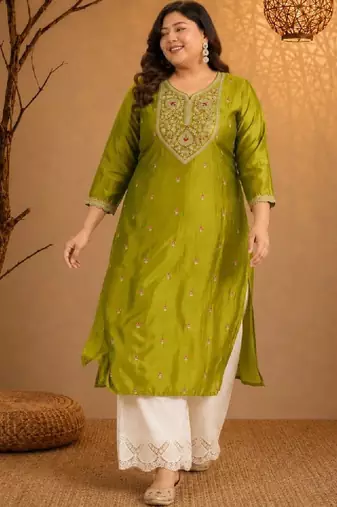 Women embroidered thread work kurta