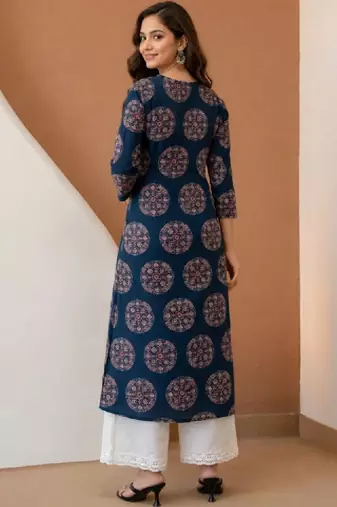 Women ethnic motifs printed indie prints handloom kurta