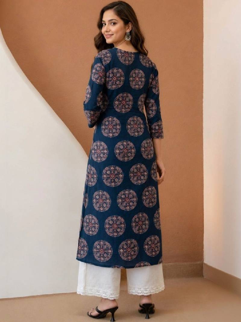 Women ethnic motifs printed indie prints handloom kurta