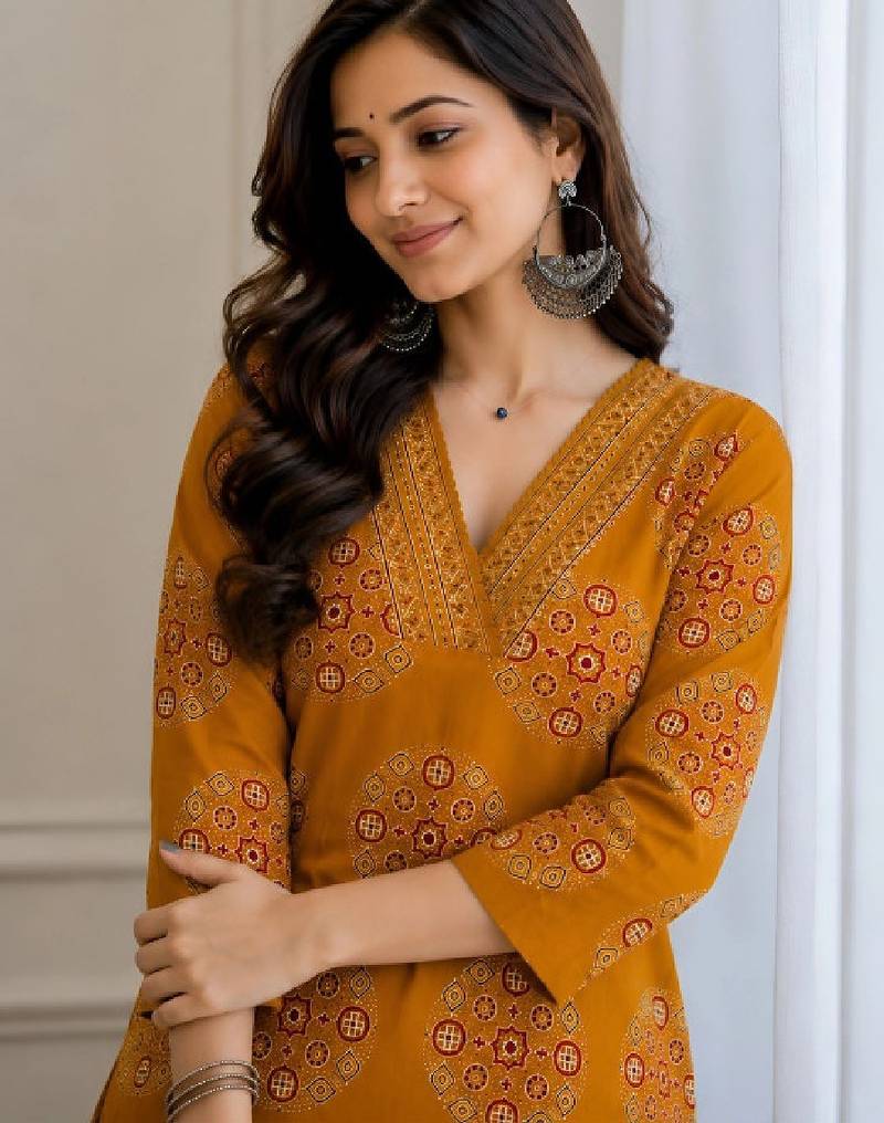 Women ethnic motifs printed handloom kurta