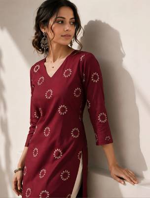 Women ethnic motifs printed handloom kurta 1