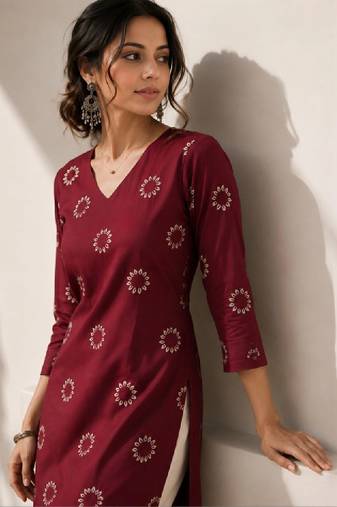 Women ethnic motifs printed handloom kurta