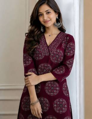 Women ethnic motifs printed handloom kurta 1