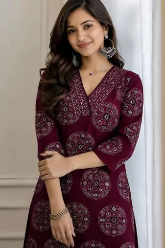 Women ethnic motifs printed handloom kurta