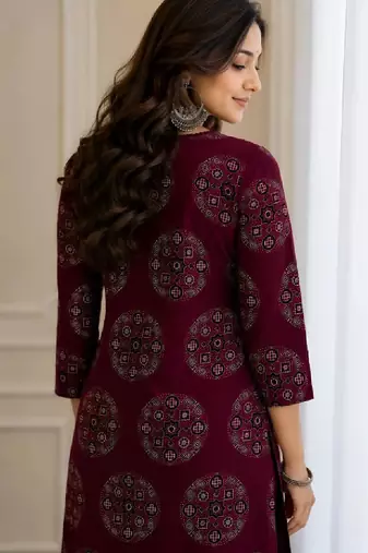 Women ethnic motifs printed handloom kurta