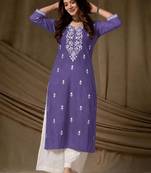 Women ethnic motifs embroidered thread work kurta