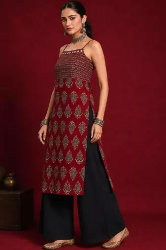 Women printed navratri speical backless kurta