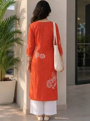 Women floral printed thread work kurta 3