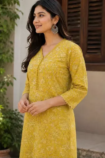 Women floral printed indie florals kurta