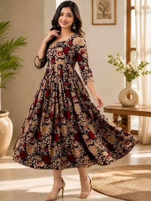 Women floral printed floral anarkali kurta 1