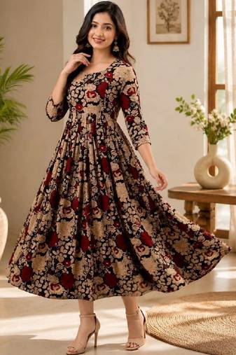 Women floral printed floral anarkali kurta