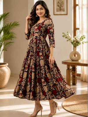 Women floral printed floral anarkali kurta 2