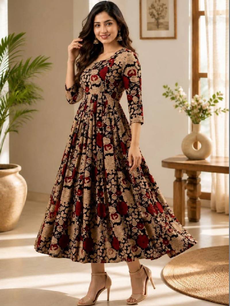 Women floral printed floral anarkali kurta