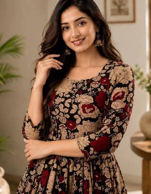 Women floral printed floral anarkali kurta 3