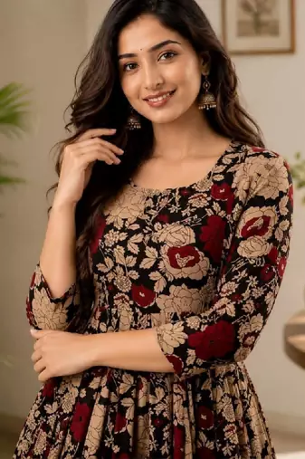 Women floral printed floral anarkali kurta