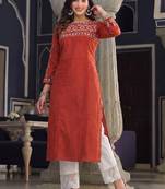 Women geometric embroidered mirror work dobby kurta