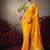 mustard chiniya silk blend with beautiful lace border & piping designer saree