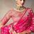 pink chiniya silk blend with beautiful lace border & piping designer saree