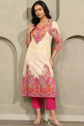 Women paisley printed cotton straight kurta