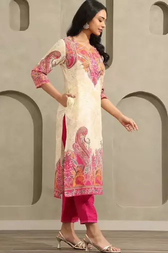 Women paisley printed cotton straight kurta