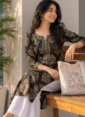 Women ethnic motifs printed indie prints kurta 2