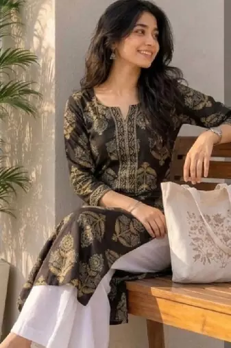 Women ethnic motifs printed indie prints kurta