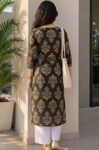 Women ethnic motifs printed indie prints kurta