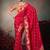 red chiniya silk blend with beautiful lace border & piping designer saree