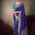 navy blue chiniya silk blend with beautiful lace border & piping designer saree