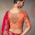 red chiniya silk blend with beautiful lace border & piping designer saree