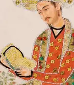 Mughal Court Emperor Miniature Art Clutch Bag with Gold Embellishment