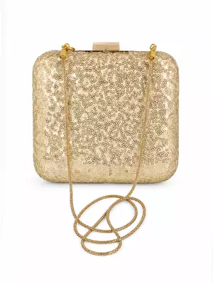 Mughal Court Emperor Miniature Art Clutch Bag with Gold Embellishment 3
