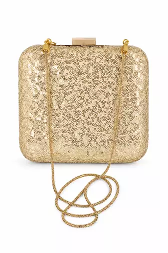 Mughal Court Emperor Miniature Art Clutch Bag with Gold Embellishment