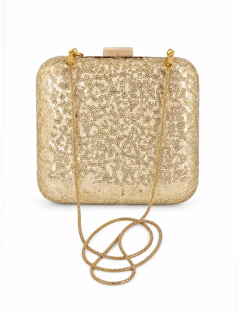 Mughal Court Emperor Miniature Art Clutch Bag with Gold Embellishment