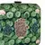 Green Lotus Pond Print Clutch Bag with Embroidered Jewel Palm & Gold Chain