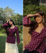 Pack of 2 handmade block printed rayon fabric  short Kurti for women's