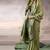 olive crepe designer saree with patterned blouse