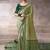 olive crepe designer saree with patterned blouse