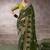 mehndi crepe designer saree with patterned blouse