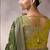mehndi crepe designer saree with patterned blouse