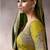 mehndi crepe designer saree with patterned blouse