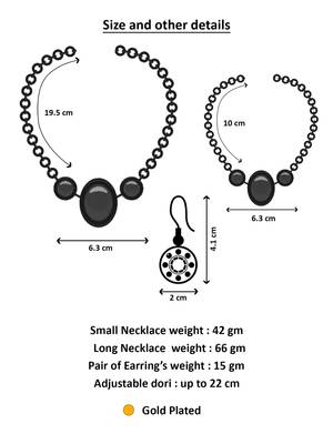 gold plated dual necklace combo set with jhumka earrings 4