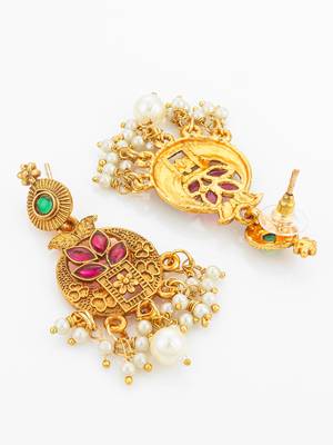 gold plated broad coin-style choker necklace set with earrings 3
