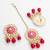 pink meenakari kundan choker necklace set with earrings and maangtika