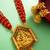 red bead multi-strand temple necklace set with jhumka earrings