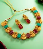 antique gold lakshmi temple necklace set with earrings